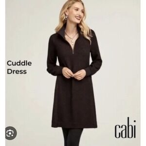Cabi Womens Cuddle Dress #4215 Black/Burgundy Versatile Soft Warm Preppy Stylish